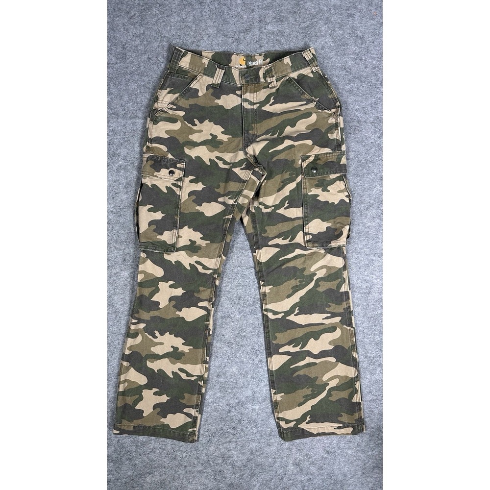 Carhartt 100272 967 Relaxed Fit Woodland Camo Cargo Work Pants Mens 30x30